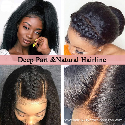 Wholesale 100% Brazilian Mink Human Hair Swiss Lace Frontal Kinky Straight  HD Full Lace Closure Wig With Baby Hair